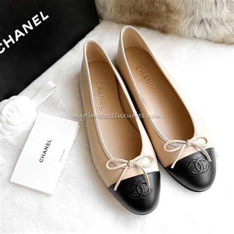 chanel black and tan ballet flats|chanel ballet flats on sale.